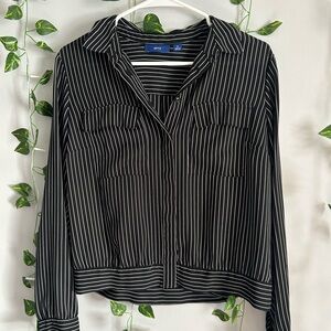 Apt. 9 Women's Black and White Striped Button Down Shirt